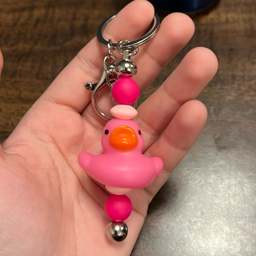 Pink Rubber Duck Keychain